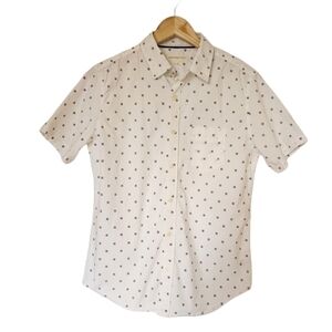 Aeropostale Pointed Collar Button Down White Short Sleeve Men's Shirt Size S